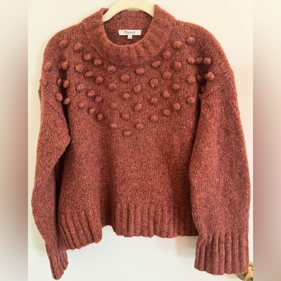 Madewell Sweaters - Madewell Placed Bobble Mockneck Sweater in Heather Tulip